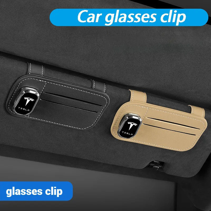 

For Tesla Model 3 Model S Model X Model Y Roadster SpaceX Multi Function Car Emblem Creative Glasses Clip Car Logo Card Clip