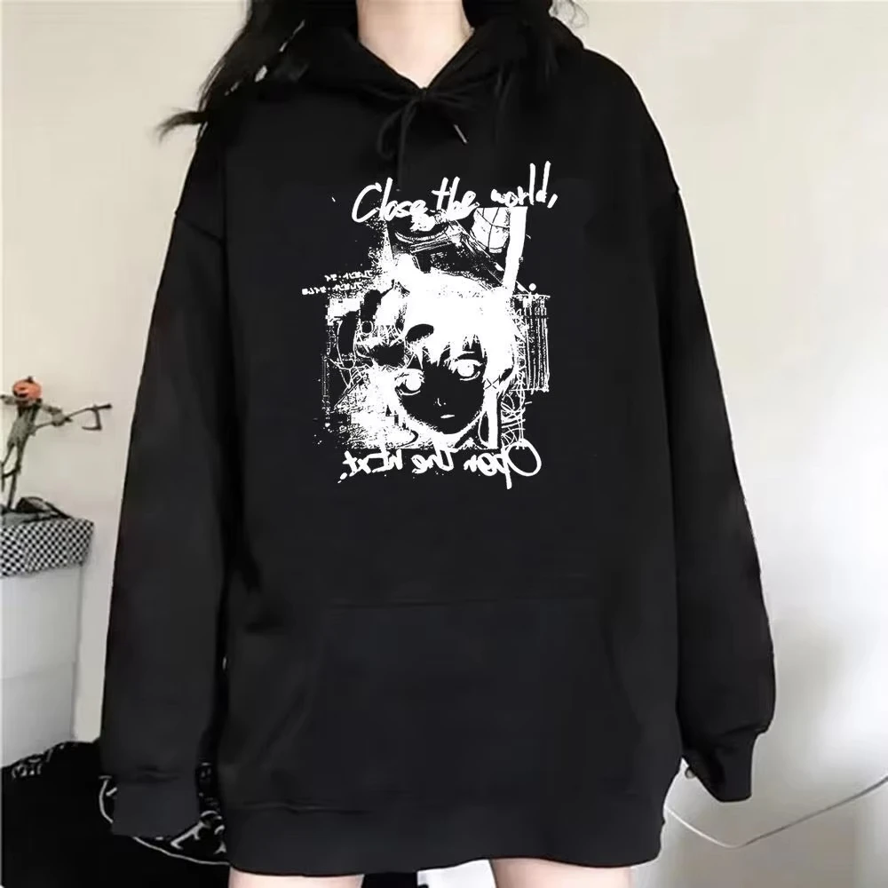 Serial Experiments Lain Anime Print Unisex Hoodie, Loose Long Sleeve Casual Streetwear Pullover Sweatshirt