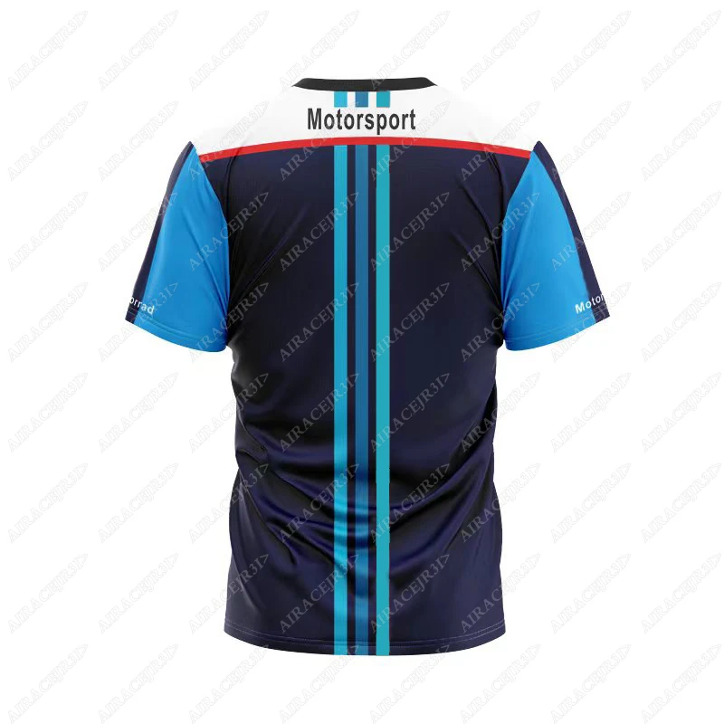For BMW Motorrad GS Motorsport Racing Team Motorcycle Quick Dry Tour Sport Stripe Men's Blue T-Shirt Not Fade Cold Feeling