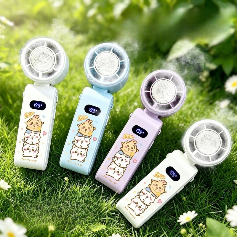 Anime Cartoon Kawaii Chiikawa Handheld Small Fan Good Looks Apply Ice Outdoor Foldable Super Long Battery Life Portable Mute New