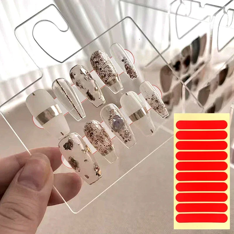 3 fogli/1 rotolo di nastro adesivo per nail art adesivo biadesivo trasparente per display per unghie per adesivi decorativi di bellezza per unghie