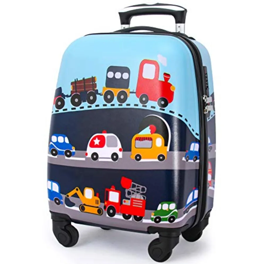 

Carry On Luggage Rolling Suitcase with 4 Wheels Hardshell Case for Toddler to Travel Car