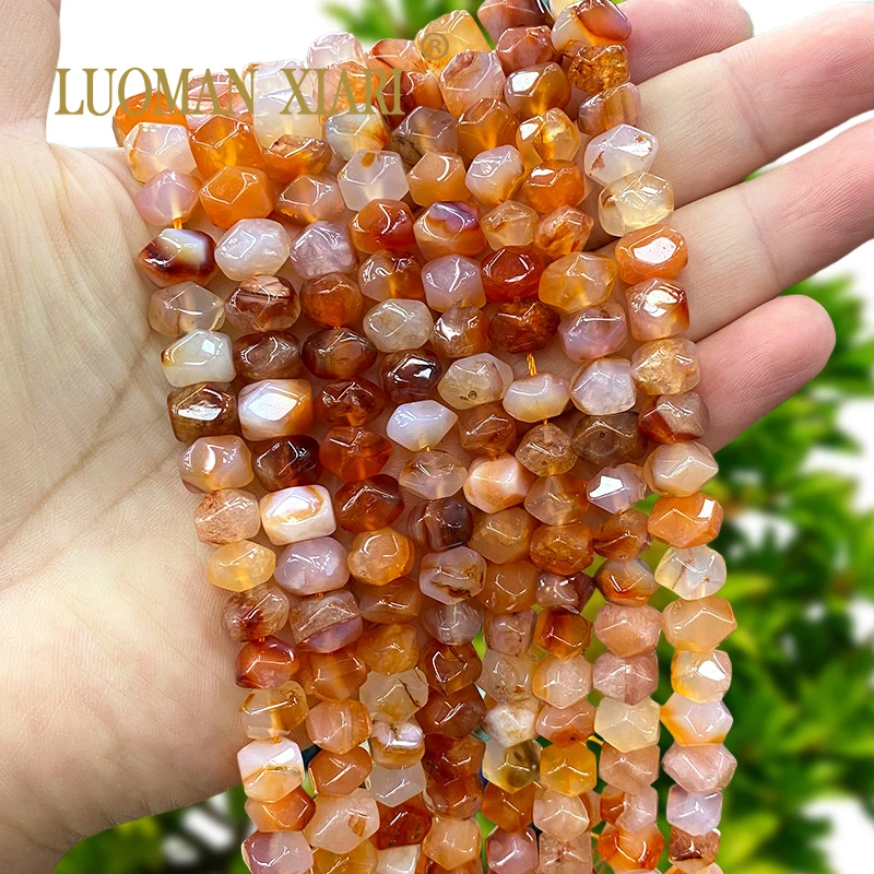 Natural Stone Rough Ore Orange Persian Agate Rondelle Irregular Loose Spacer Beads for Jewelry Making DIY Bracelets Accessories
