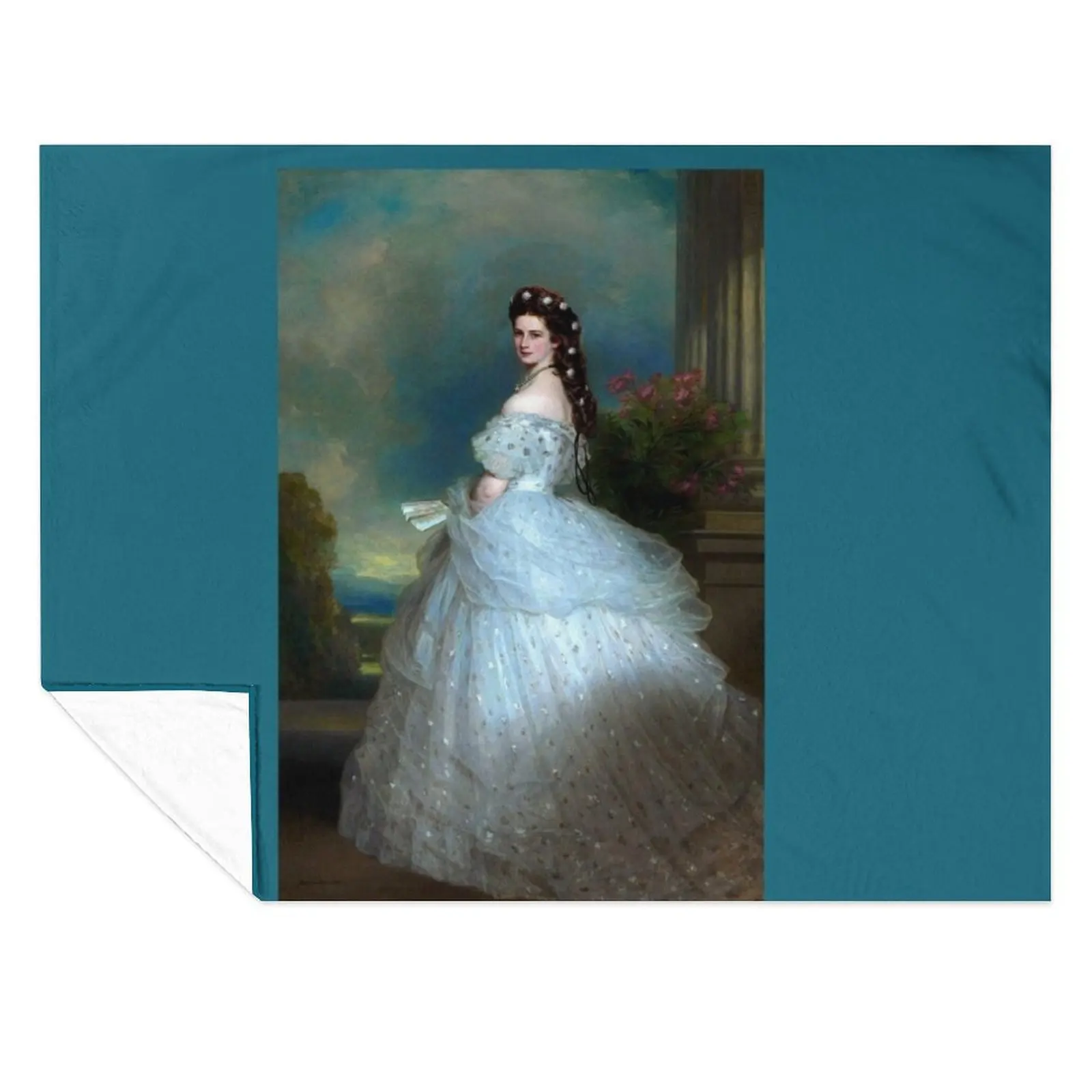 

Portrait Of Empress Elisabeth of Austria by Franz Xaver Winterhalter-The Bavarian Rose — Empress Sissi. Ceremonial Throw Blanket