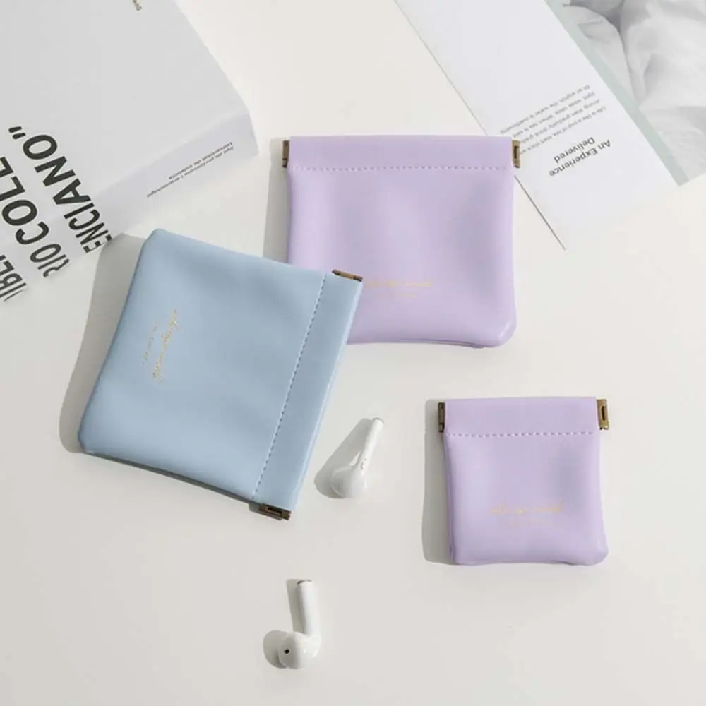 PU Leather Lipstick Storage Bag Ins style Earphone Protective Sleeve Cosmetic Bag Mini Earphone Bag Small Coin purse
