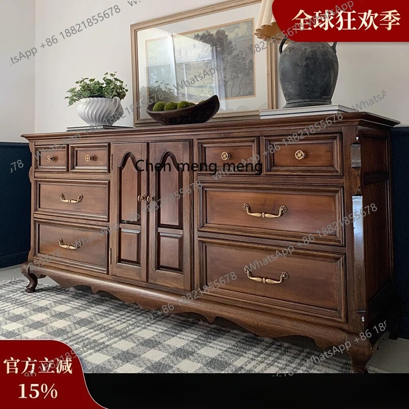 

American solid wood dining side cupboard living room porch cabinet French old dining room storage cabinet bedroom