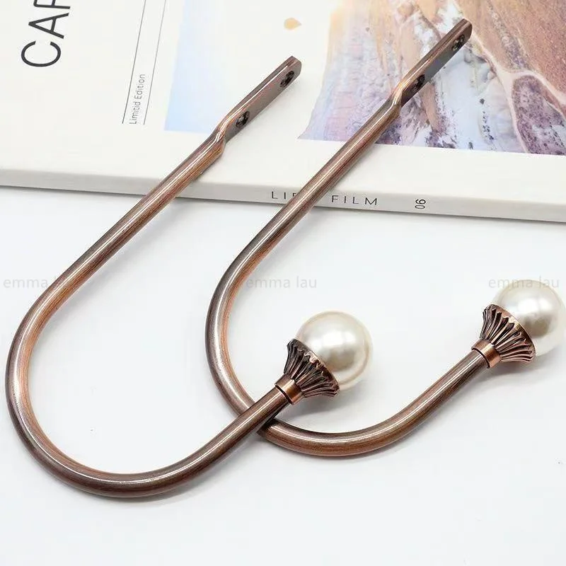Pearl U-shaped Wall Curtain Hook Modern Fashion Curtain Buckles Holdbacks Decoration Curtain Hangers Hardware For Living Room