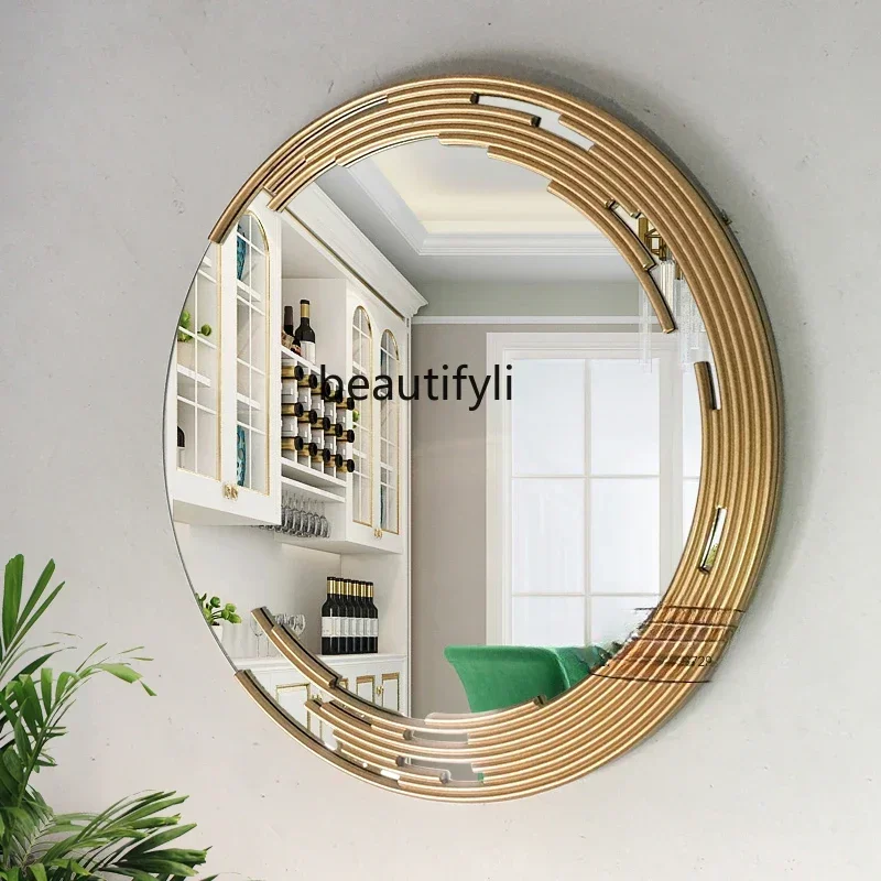 TTT  Makeup mirror wall hanging desktop background wall dressing retro bathroom art light luxury dining side decorative mirror