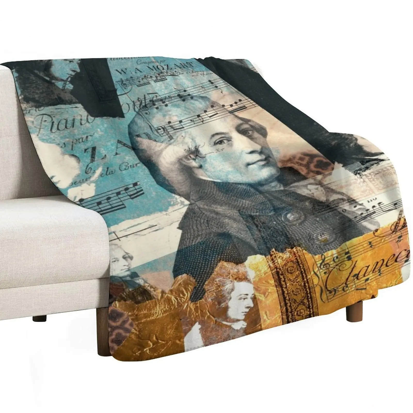 Wolfgang Amadeus Mozart Portrait, Composer Throw Blanket Fashion Sofas Comforter Hair Shaggy Blankets For Bed Blankets