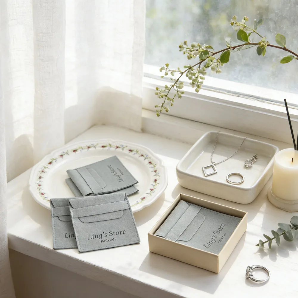 

50 шт. зеленых подарочных мешочков из микрофибры класса люкс с индивидуальным логотипом для упаковки браслетов, ожерелий, колец, а также для упаковки ресниц