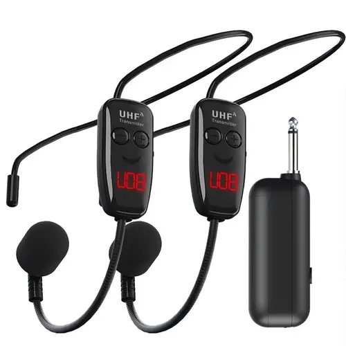 Imagen 2 del producto Auriculares con micrófono inalámbrico UHF, cascos recargables con micrófono inalámbrico para amplificación de voz en enseñanza de conferencias