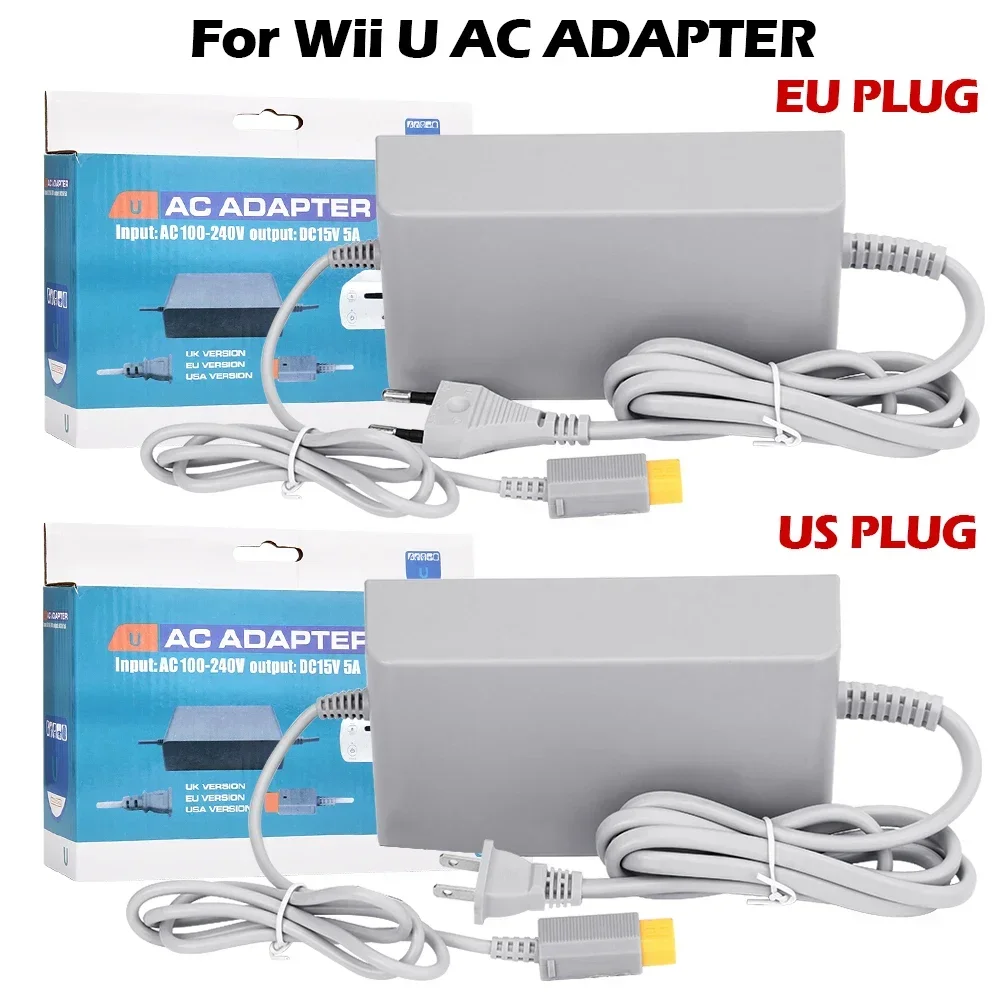 

Зарядное устройство с кабелем питания для консоли Wii U, адаптер для зарядки, зарядное устройство для игровой приставки Wii U, с разъемами EU/US.