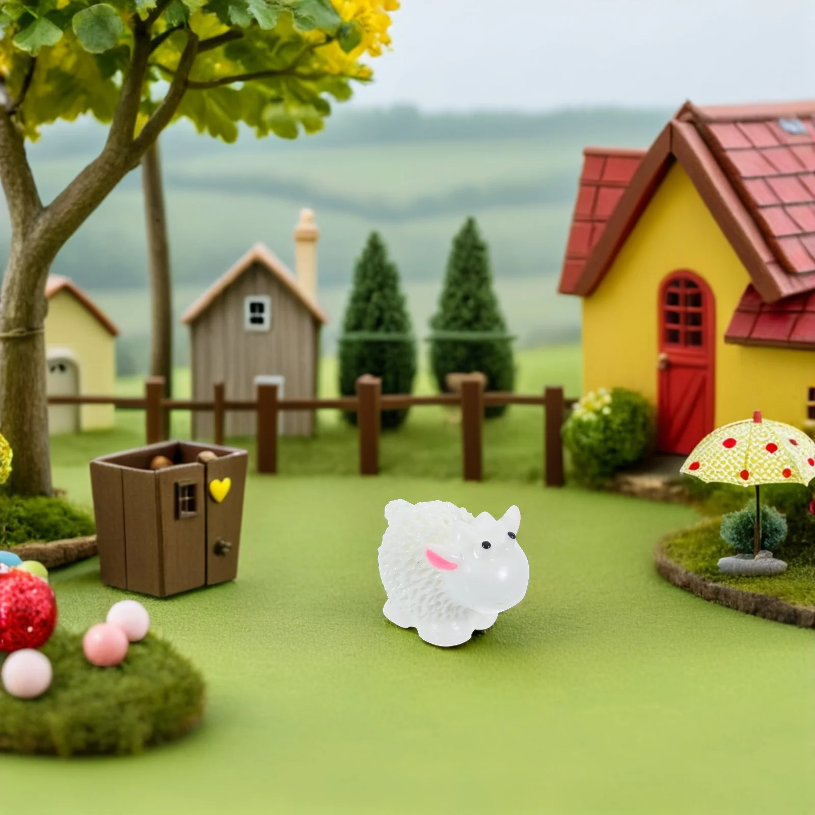 

10pcs Mini Sheep Figurines Resin Cute Lamb Ornaments Home Study Decorative Statues Moss Landscape Micro Animals Party Favor