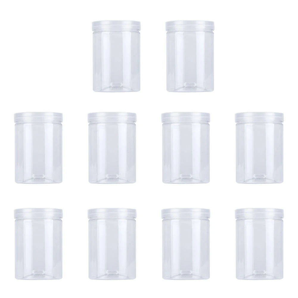 

10 Pcs 500Ml Food Jar Sealed Transparent Plastic Kitchen Can Snacks Containers with Lid for Candy Cookies Scented Tea