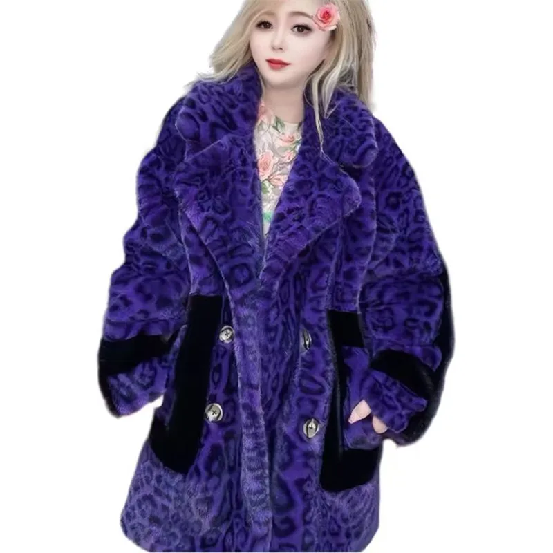 Single Breasted Faux Mink Fur Coat for Women,Spliced Jacket,Thick Warm Female Clothes,High Quality,Autumn and Winter,2024