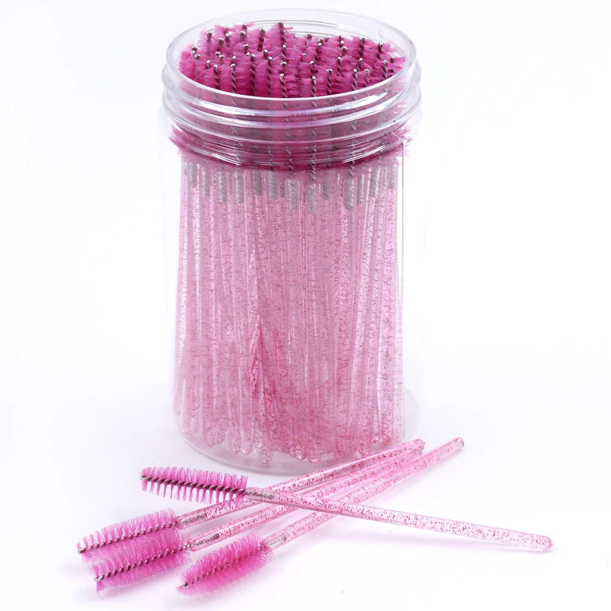 

50Pcs/Bottle Eyelash Extension Brushes With Container Eyebrow Eye Lash Mascara Wands Spoolies In Case Wholesale