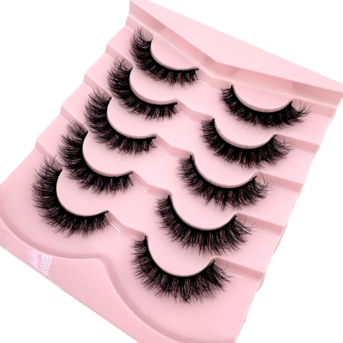 HBZGTLAD 5 pairs of 3D mink Russian curly fluffy soft cross dramatic natural false eyelashes thick dramatic eyelashes