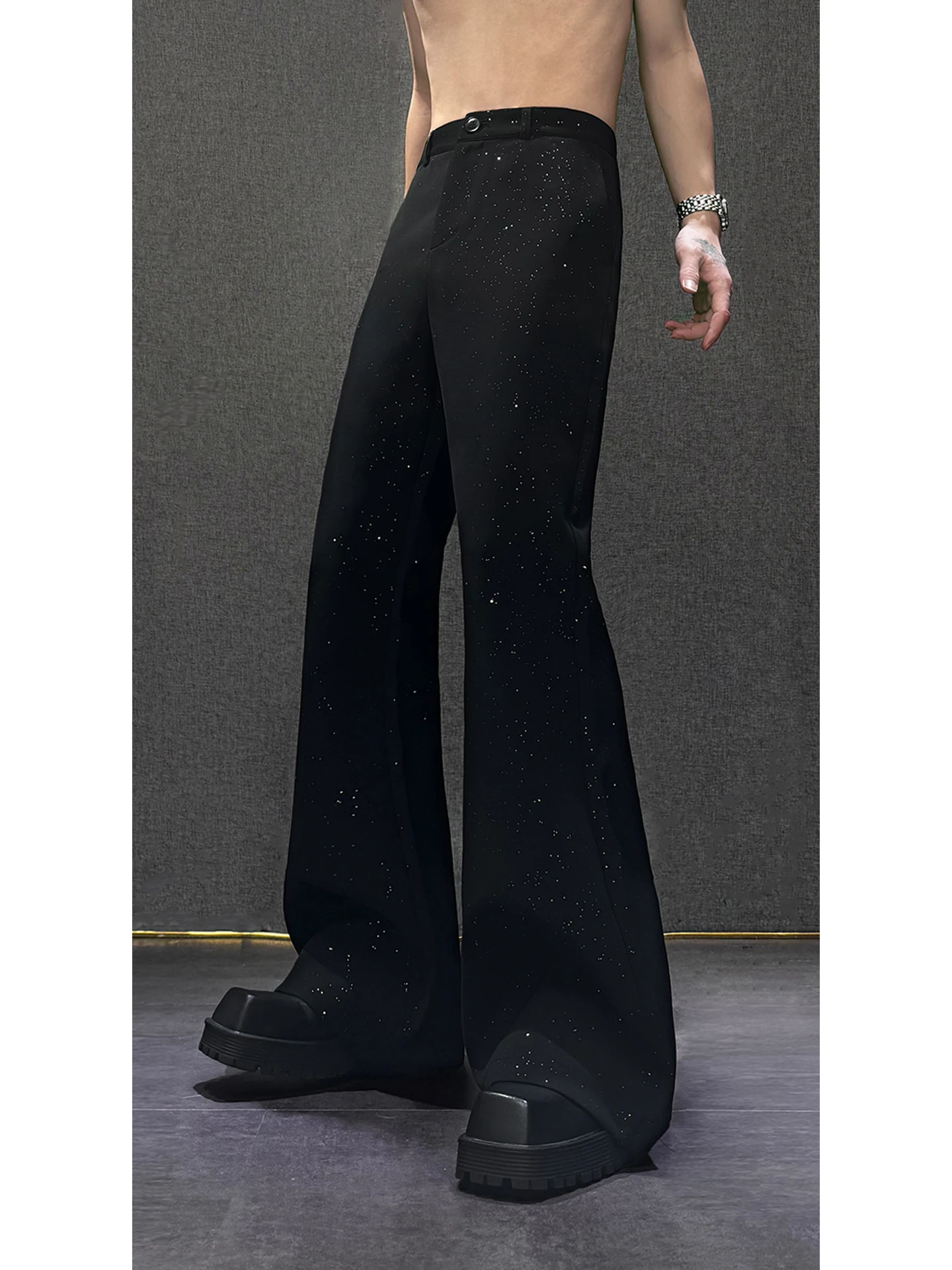 

Cool Sle Men's Flared Pants Summer Faion Urban Long Trousers Glittering Loose Fit Dragging on the und Youth Casual