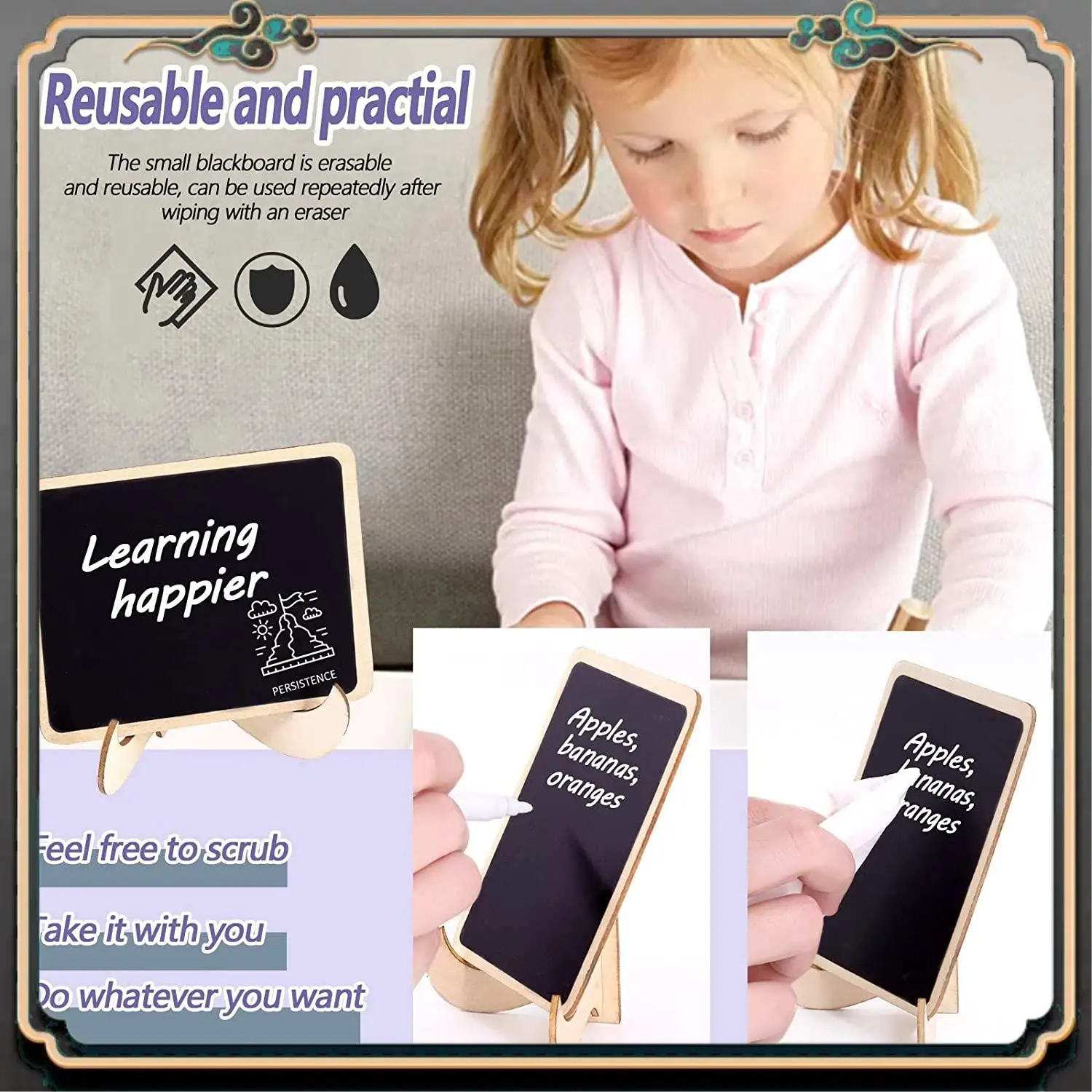 ASMA-30Pcs Mini Chalkboard Sign Food Labels For Party Buffet, Wooden Small Chalk Board Signs (Rectangle Notch )