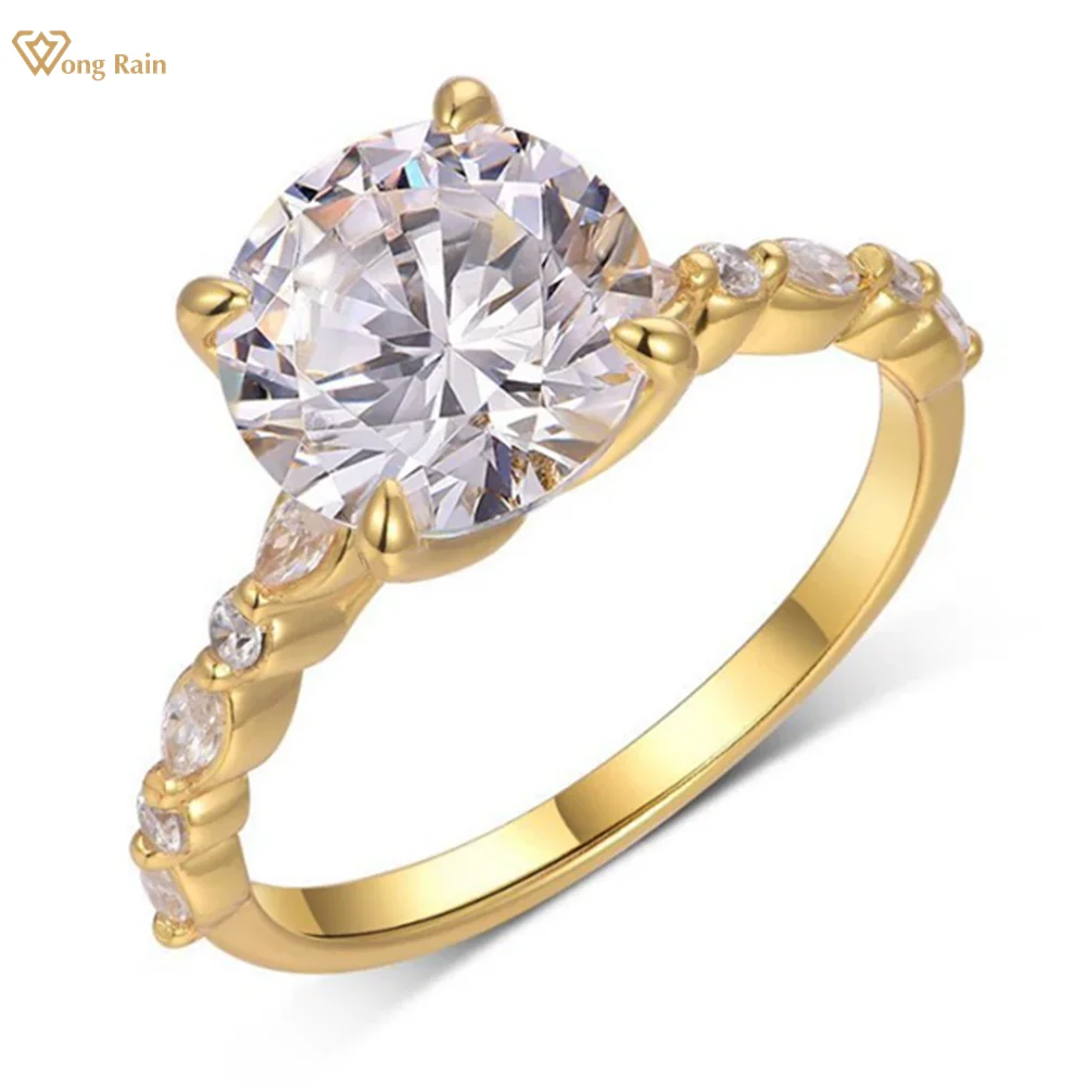 

Wong Rain Solid 925 Sterling Silver 3EX VVS1 D Color Round Cut 9 MM Real Moissanite Diamonds Gems Engagement Rings Fine Jewelry