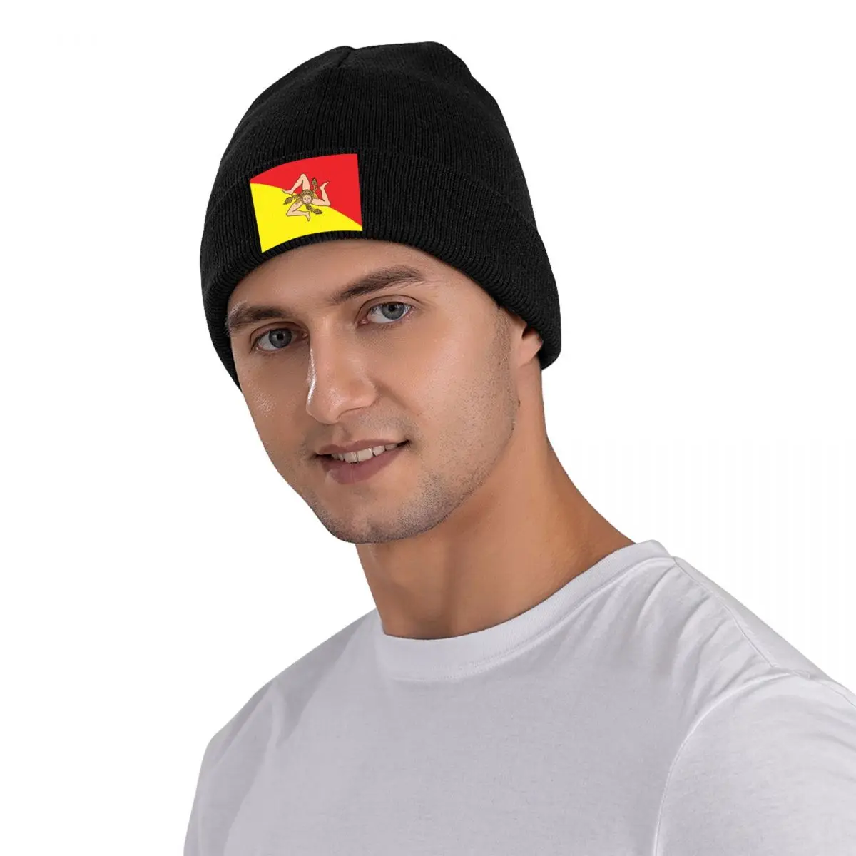 Flag Of Sicily Knitted Caps Women's Men's Beanies Autumn Winter Hats Warm Melon Cap