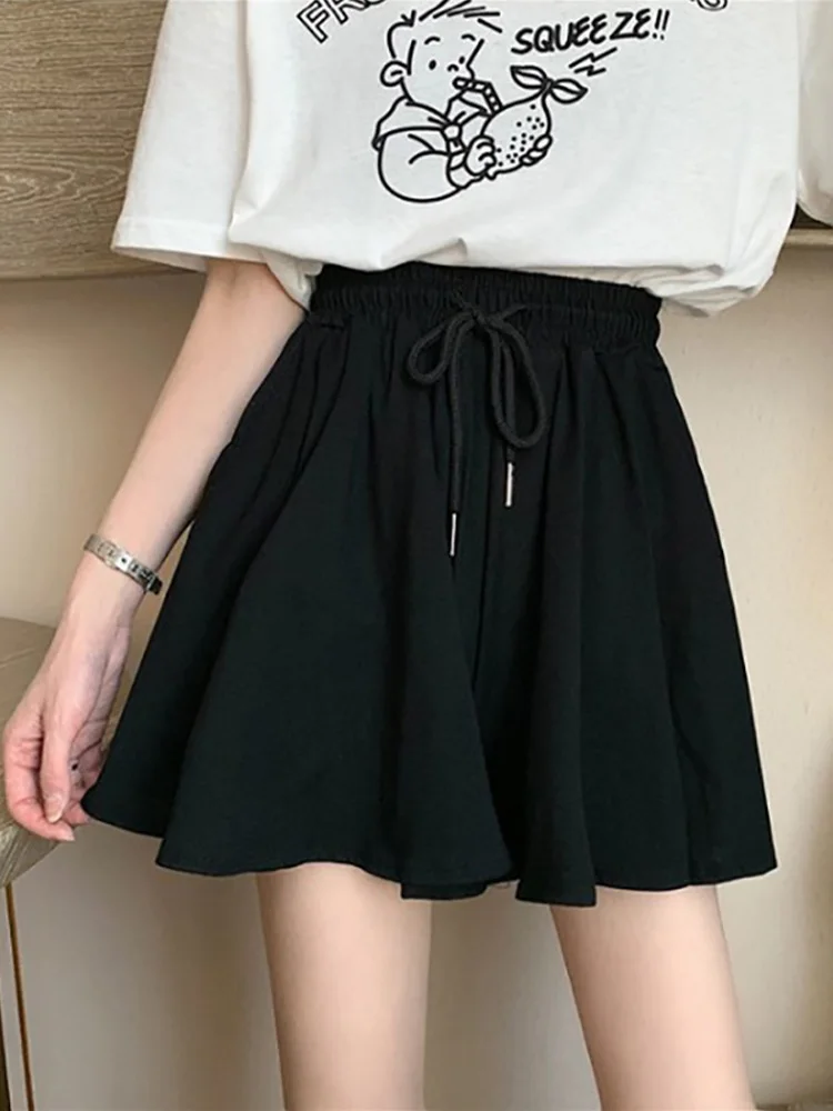 Short taille haute pour femme, streetwear décontracté, noir, mode féminine, proximité, wstring, style coréen, été