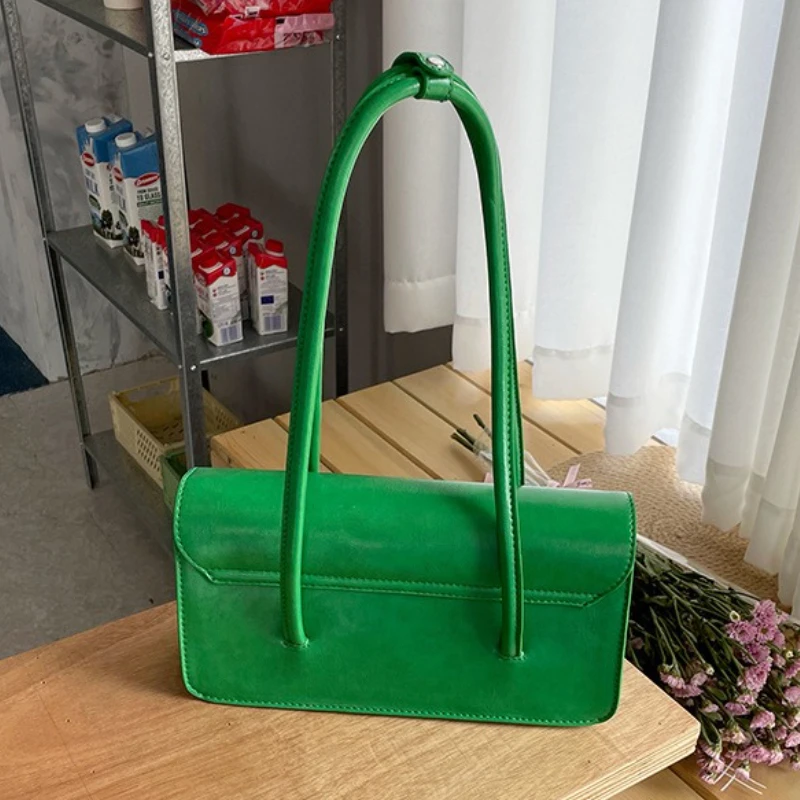 Retro prosta damska torba pod pachami Vintage zielona damska kwadratowa torba na ramię moda zimowa damska torba materiałowa torby z uchwytem górnym