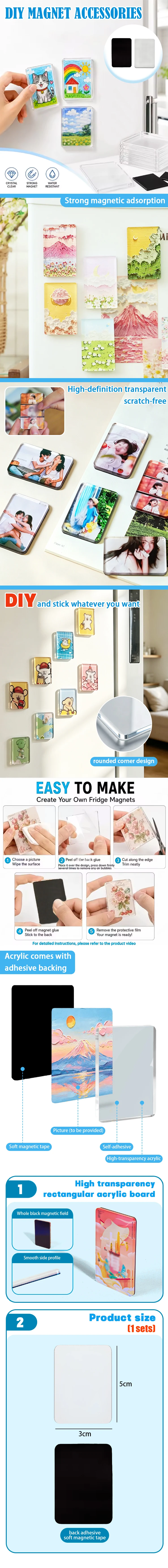 Handgefertigte Individuelle Foto-Kühlschrankmagnete Set 5x3cm DIY Acryl-Aufkleber-Kit für Kühlschrank-Deko & Souvenir-Geschenk – Detail 1