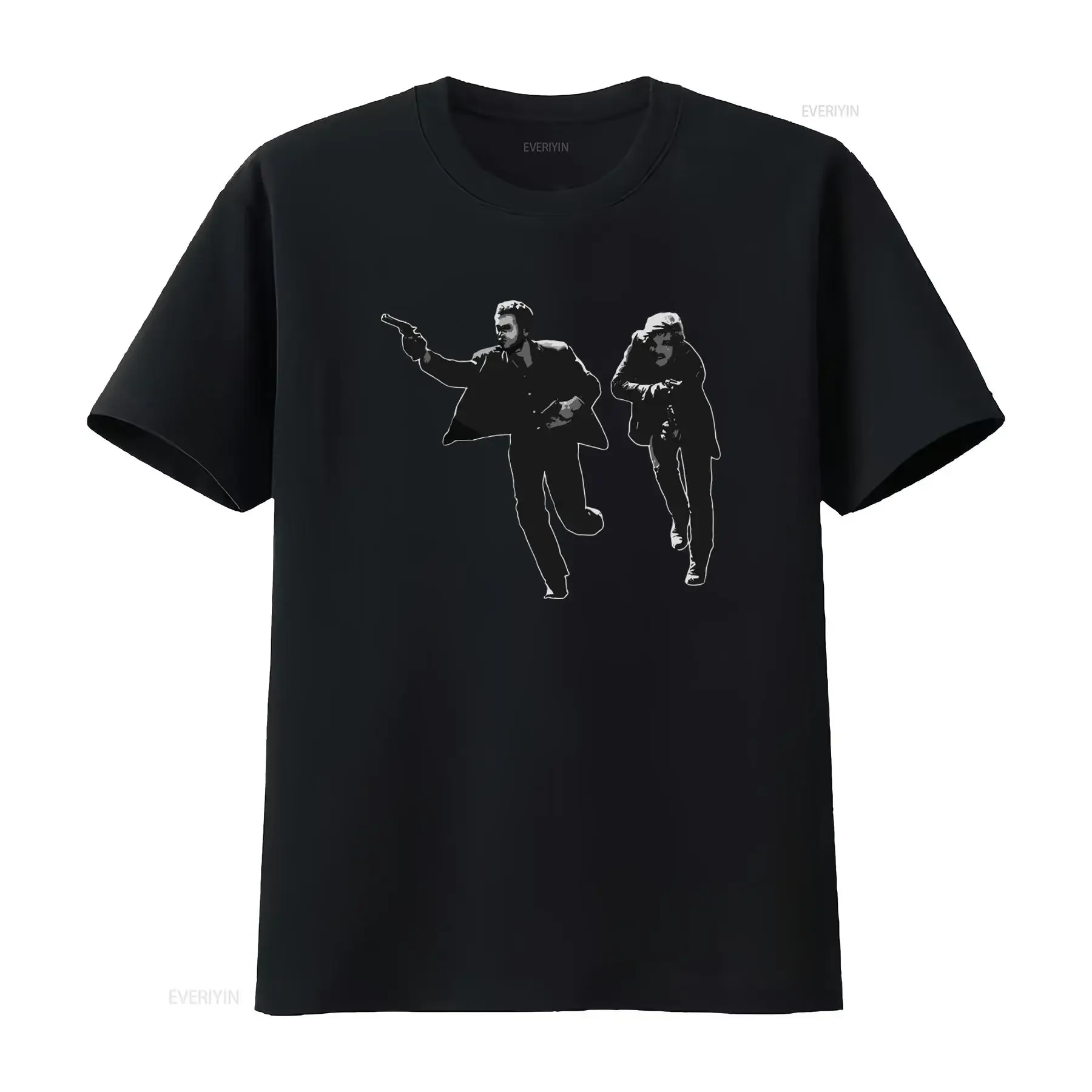 Camiseta de algodón 100% preencogida con estampado manual de Butch Cassidy y el Niño del Sol (Robert Redford, Paul Newman), estilo vintage lavado.