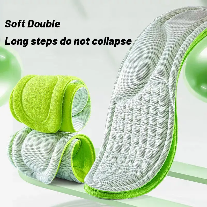 Sports Insoles for Shoes 5D Massage Soft Deodorant Breathable Shock Absorbant Cushion Running Insoles For Feet Men Women