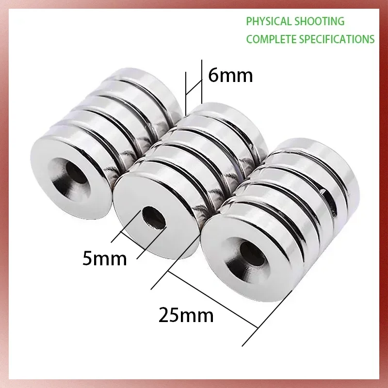 

2/5/10/20Pcs 25x6-5mm Small Round Super Strong N35 Search Magnet Countersunk Neodymium Magnet Disc Imanes Fishing Magnet