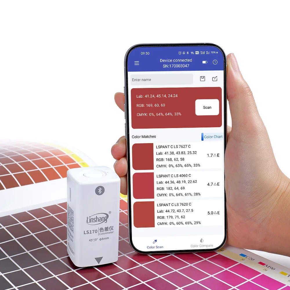 IN STOCK Premium Colorimeter LS170 45/0 Ink CMYK LAB Pantone RAL Color Meter Pocket Colorimeter for Color Measurement