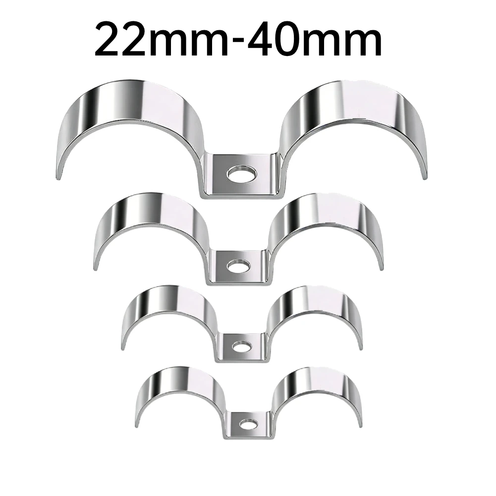 Dual Side Pipe Clamp Thickened 304 Stainless Steel 22-40mm Pipe Clamp Bracket For Fixing Buckle Line/Wire/Tubing/Gas Hose Pipe