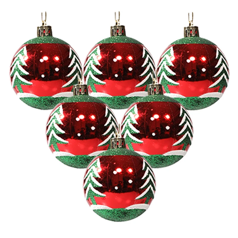 6pcs 6cm Painted Christmas Ball Christmas Tree Ornament Hanging Pendant Home Christmas Decoration Navidad New Year Gift