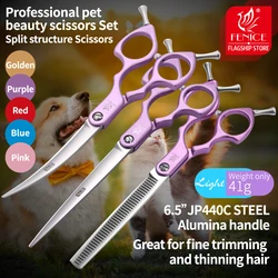 Fenice Professional JP440C Colorful 6.5 Inch Dog Grooming Scissors Set Straight/Curved/Thinning Scissors Kit for Dogs Cats
