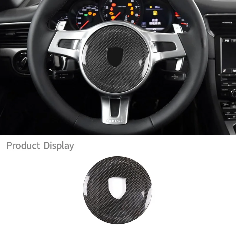 For Porsche Palamela Cayenne 911 Boxster Cayman Car Steering Wheel  Modeling Decoration Real Carbon Fiber Panel Cover Accessory