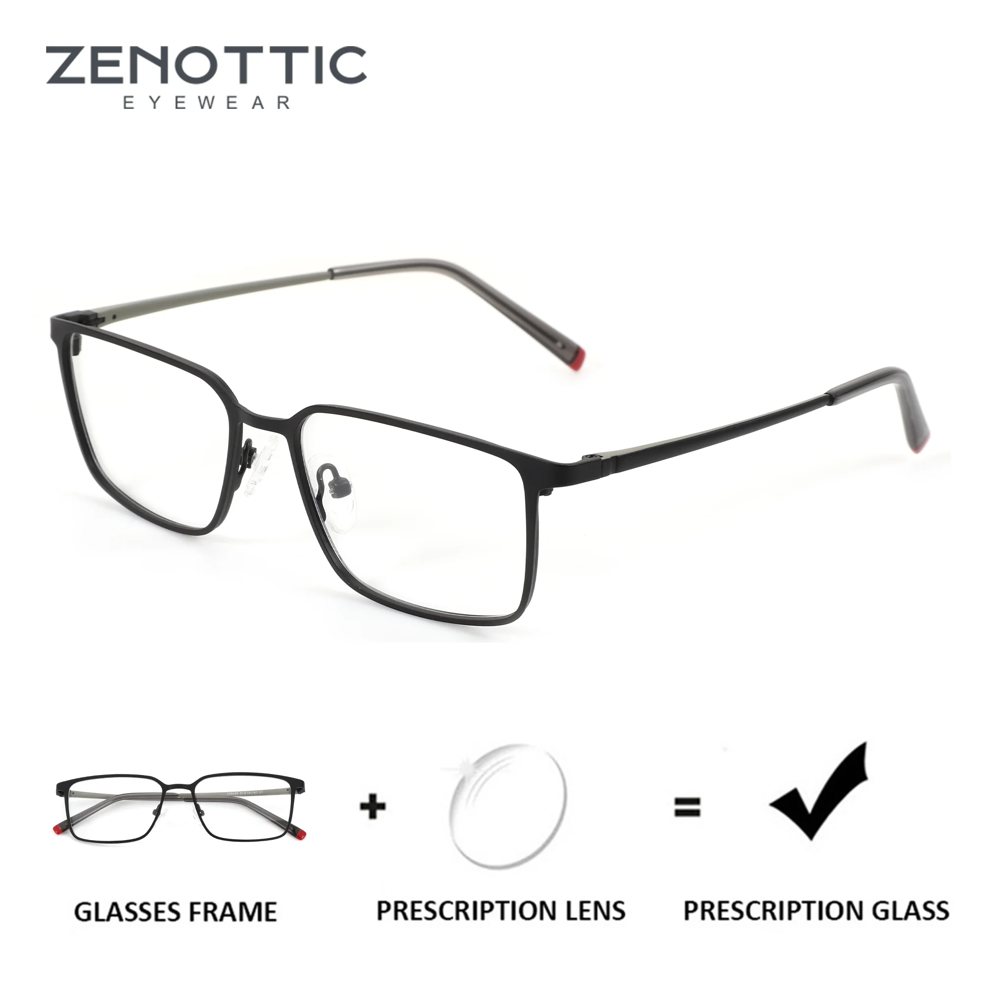 

ZENOTTIC (размер S) металлические прямоугольные очки по индивидуальному заказу для мужчин, анти-синий свет, близорукость, оптические классные прогрессивные линзы