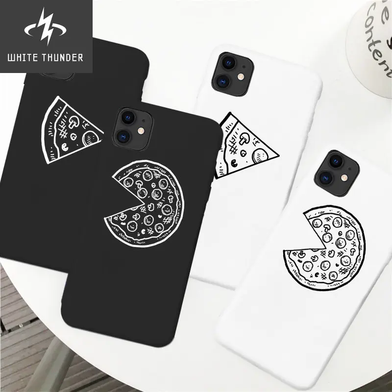 Funny Pizza Best Friends Phone Case For IPhone 12 X XS MAX XR 11 13 Pro Max 7 8 6s Plus SE 2020 Black Couple Soft Back Cover