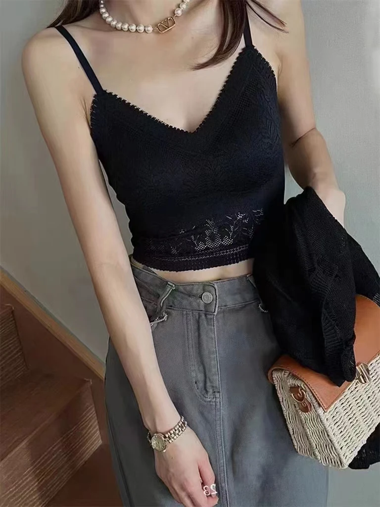 Lace Backless Bra Women's Summer Thin No Steel Ring Gathered Bra One-Piece Fixed Wrap Chest Nylon Spandex Blend Inner Wear