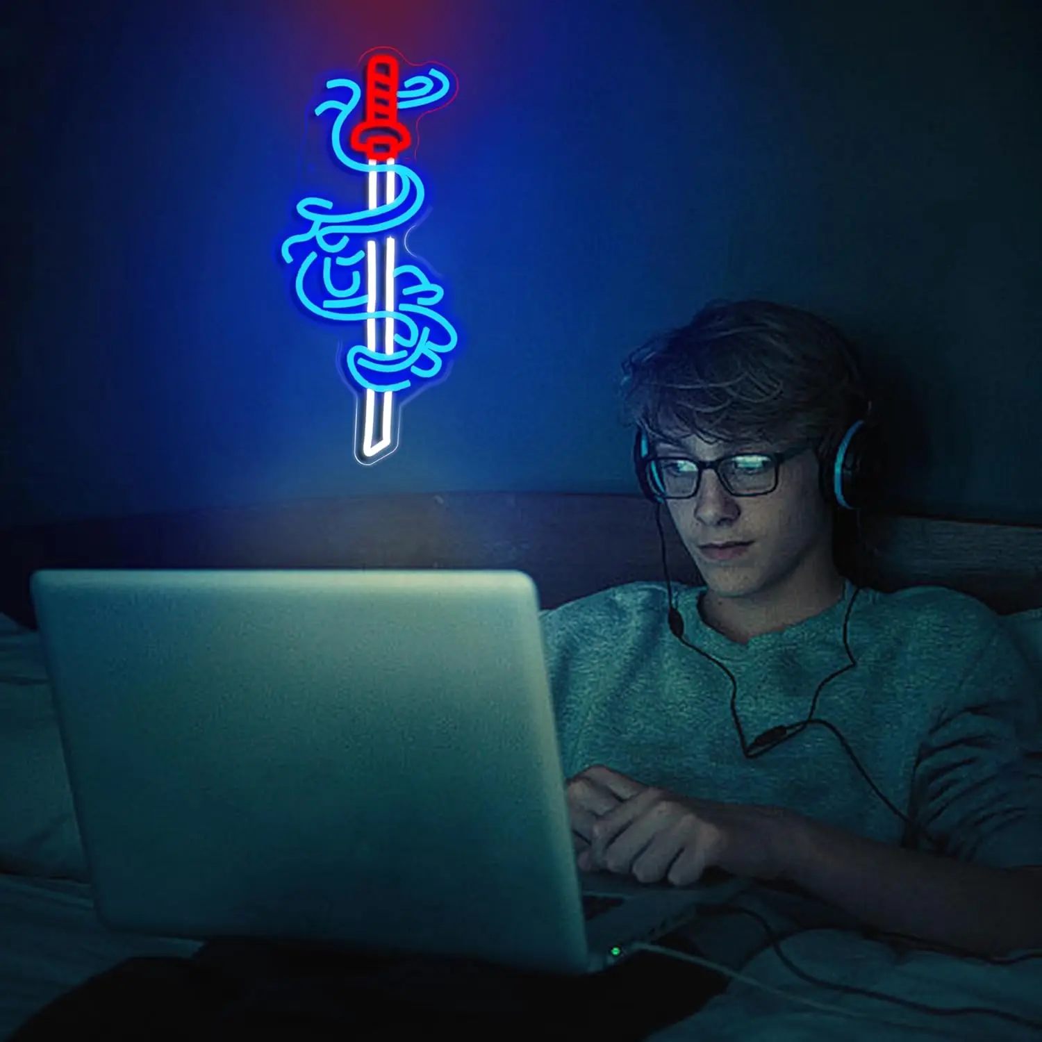 Sword Neon Sign USB Dimmable Japanese Samurai Sword LED Neon Light for Bedroom Game Room Gaming Lounge Man Cave Decor