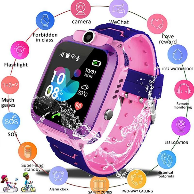 Smart Watch Q12 Kids Watches Waterproof Location Tracker SOS Smartwatch Children's SIM Card Call Student Count Game Clock Gift