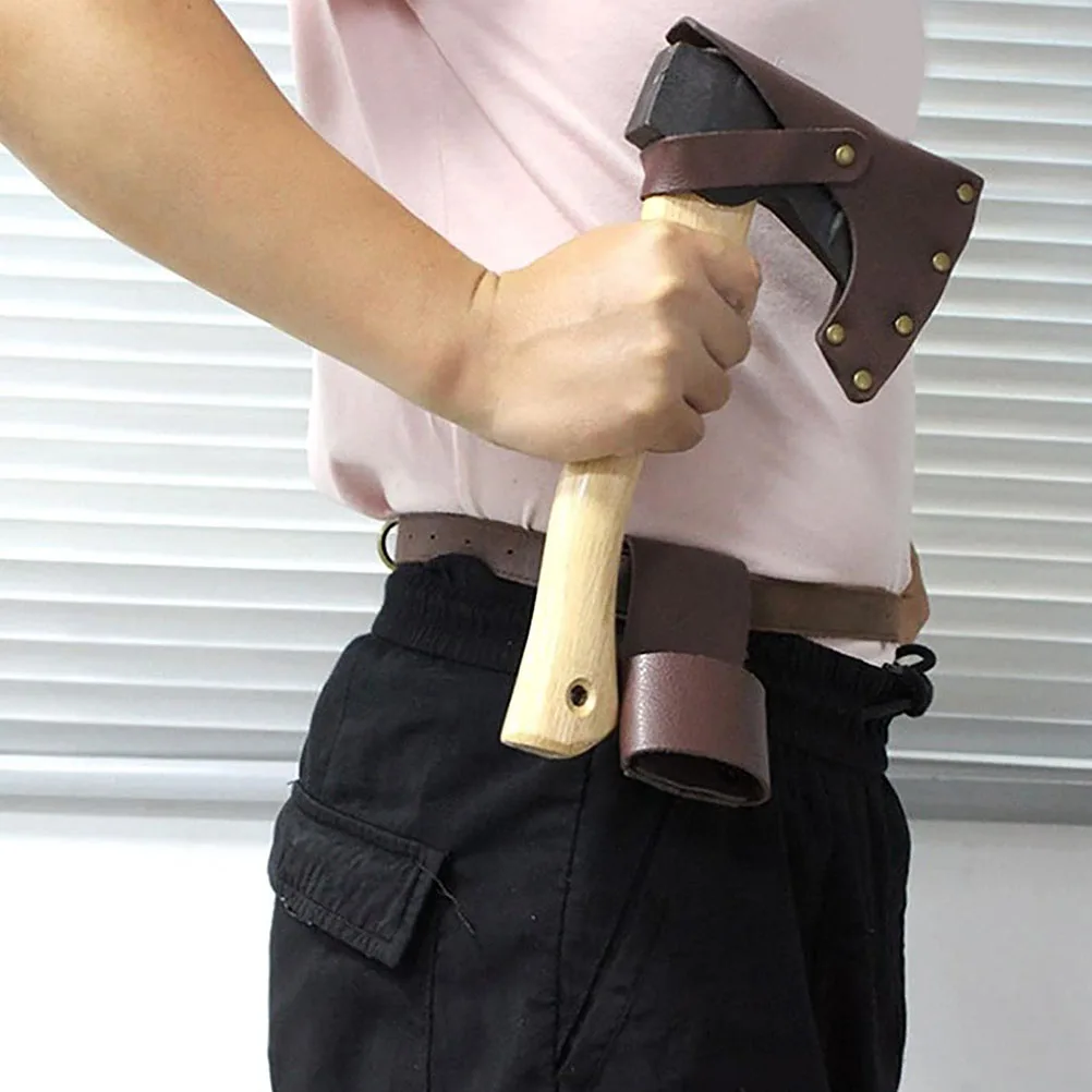 1 Juego de funda protectora duradera de PU para hacha, funda protectora portátil gruesa para acampar al aire libre, funda profesional