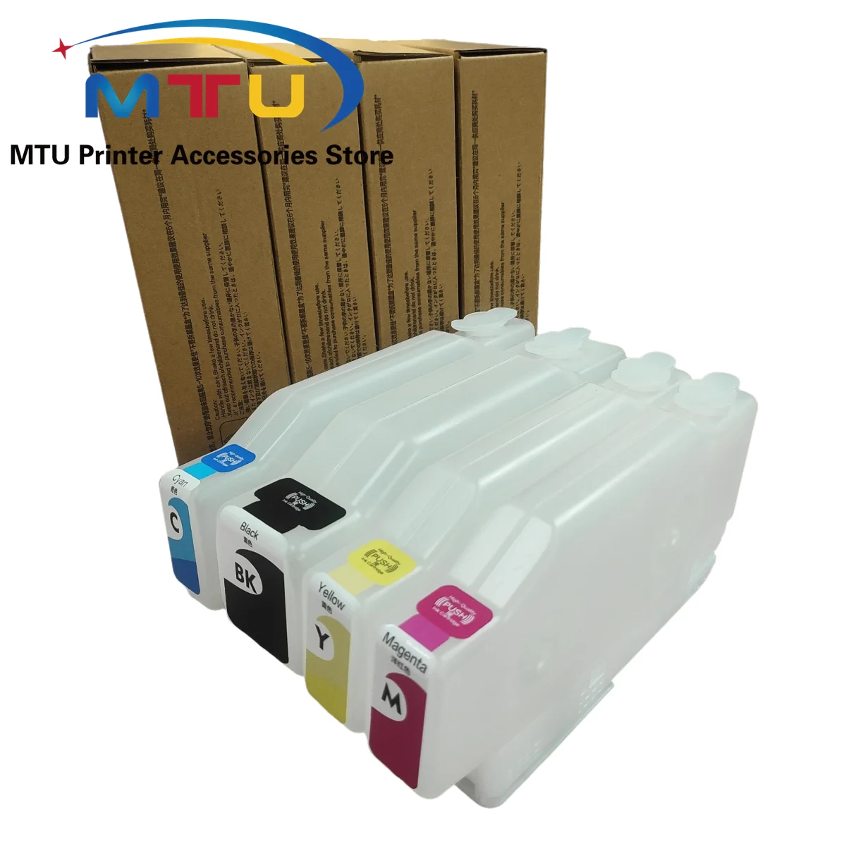 

1Set 4Colors Refillable Ink Cartridge NO Chip for Epson AM-C400 C550 Printer T08N1/T08N2/T08N3/T08N4