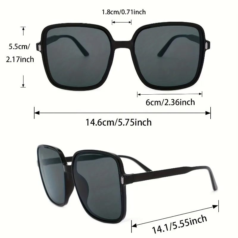 3-teilige modische Damenbrille mit quadratischem Rahmen – stilvolle Schildpatt- und schwarze PC-Gläser – Detail 7