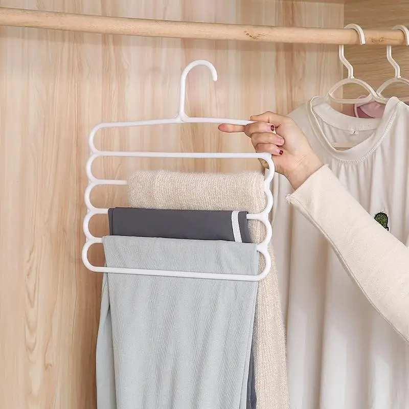 Multi Layer 5-Tier Pants Hanger Space Saving Slip Resistant Adjustable Design For Household Storage