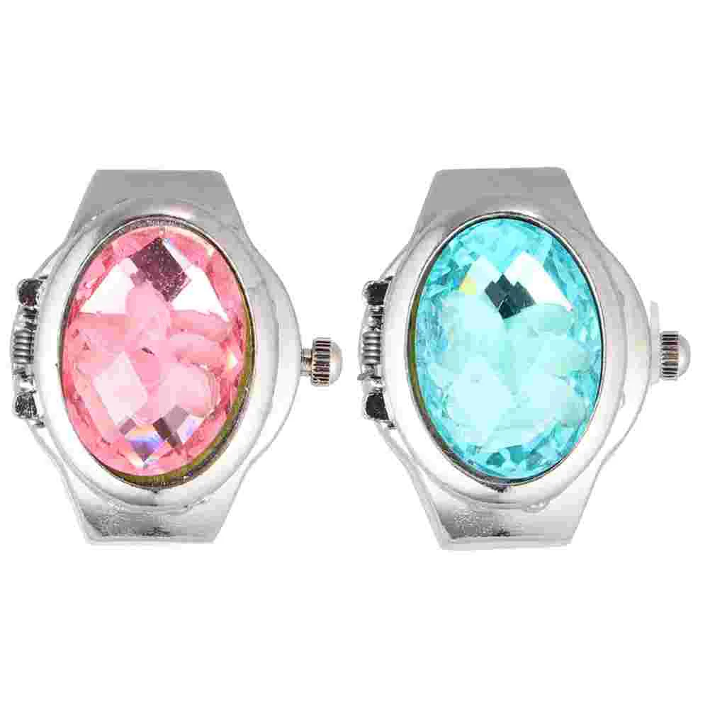 2 Pcs Ring Watch Watches Flip-up Cover Quartz Stylish Fashionable Finger Creative