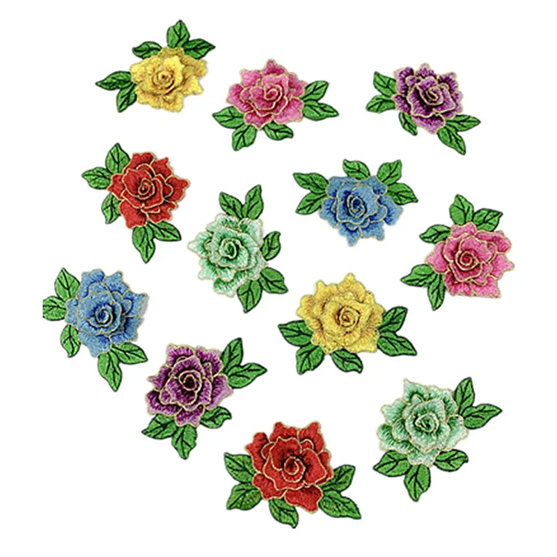CHICKNIT Mode 7x10cm bestickte 3D-Spitzenblume gelb rot DIY Neue Tanzrock-Partykleidung Accessoires CA16 – Detail 1