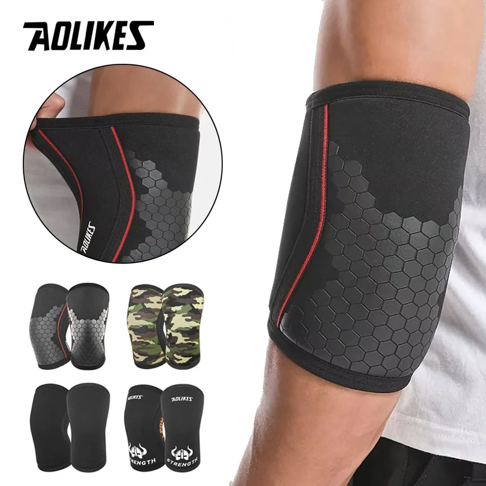 AOLIKES Elbow Sleeves 7mm (1 Pair) - High Performance Elbow Sleeve Support for Weightlifting, Weight Training & Powerlifting