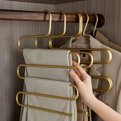 Multi-functional S Shape Pants Hanger,Aluminum Alloy 5 Layers Scarf Hangers for Closet,Wardrobe Organizer Storage Rack for Ties