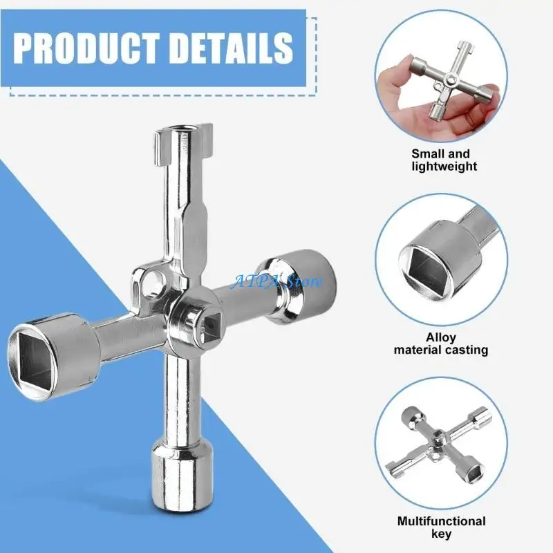 U13C 4 Way Triangle Wrench for Train Electrical Elevator Cabinet Valves